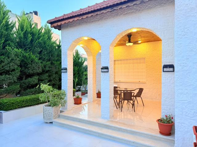 Arched terrace at dusk